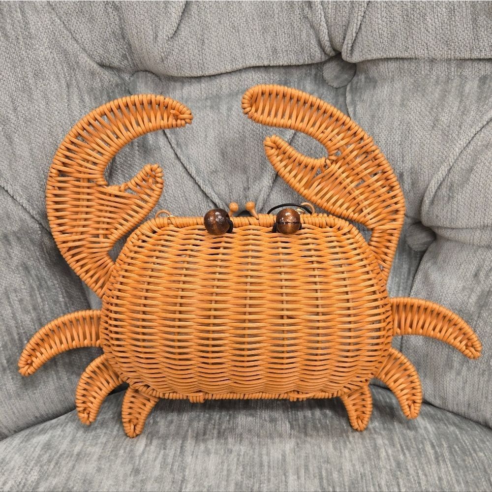 Tommy Bahama Orange Wicker Crab Bag